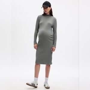GAP Gray Long Sleeve Ribbed Maternity Dress